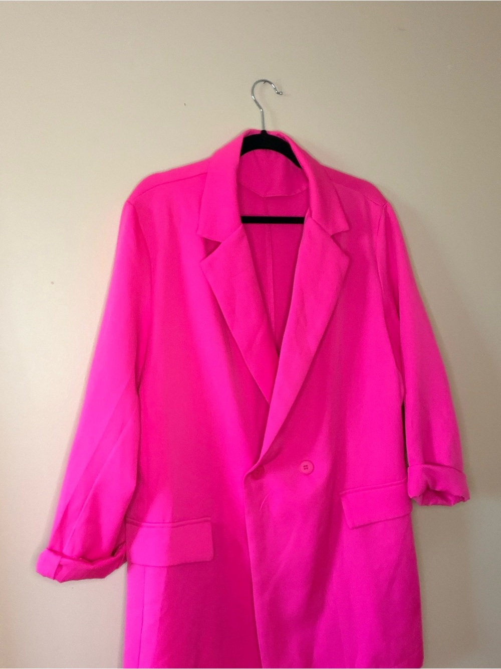 SHEIN Neon Pink Long Blazer Jacket large-xl